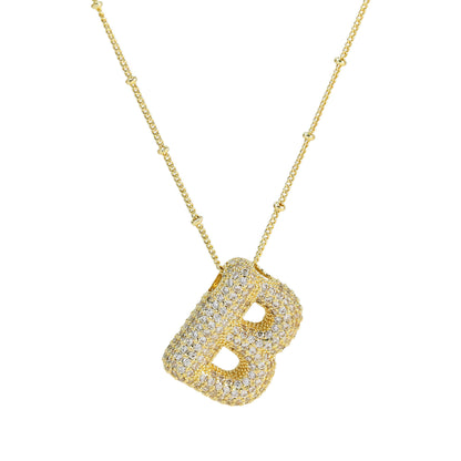 Brass Zircon Bubble Balloon Letter Pendant Necklace For Women 88df6119 ee7c 4f5c 84e4 f97504695b40