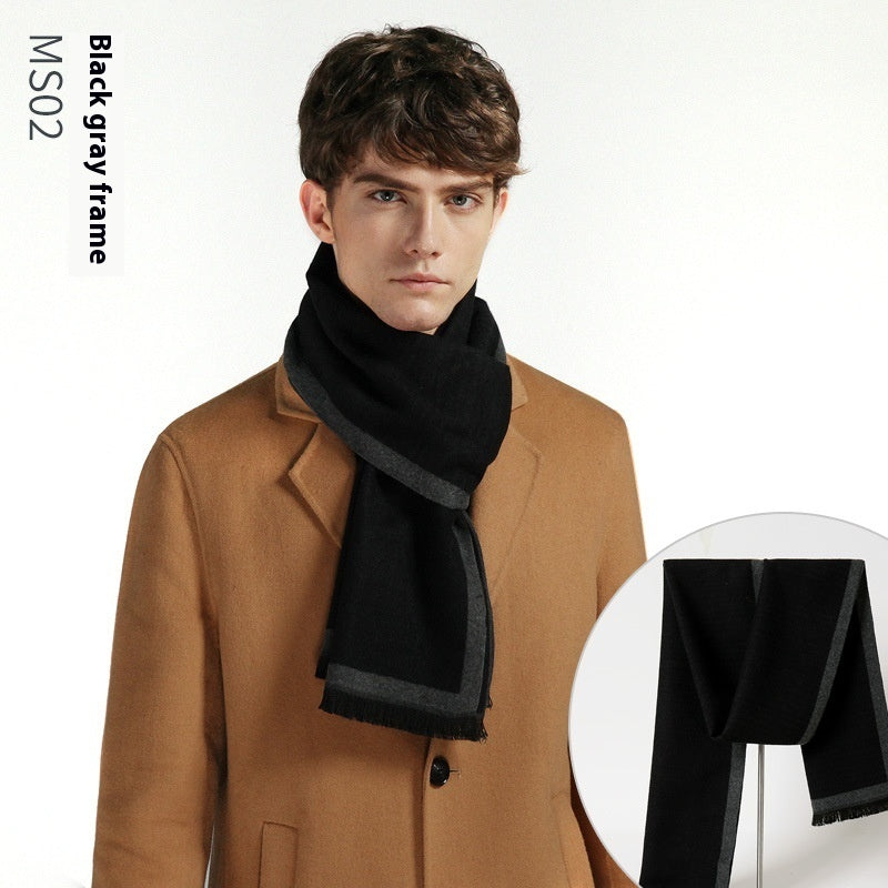 Simple Plaid Warm Keeping Artificial Cashmere Scarf 88f6a487 f2d7 48e5 89ba 2630647049a3 trans