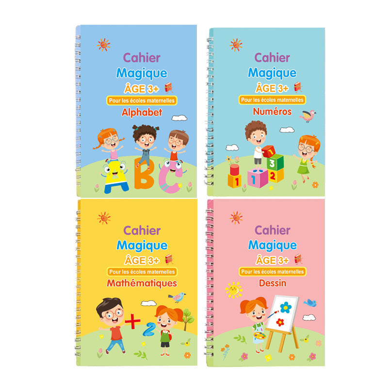Children's Groove English Calligraphy Practice Board French German Painting Magic English Stickers Copy Control Pen Training Book - 图片 11