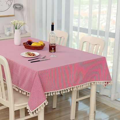 Cotton And Linen Small Round Table Cloth Simple Striped 8923f4f1 ba53 4c16 9694 ac634dd77c3f