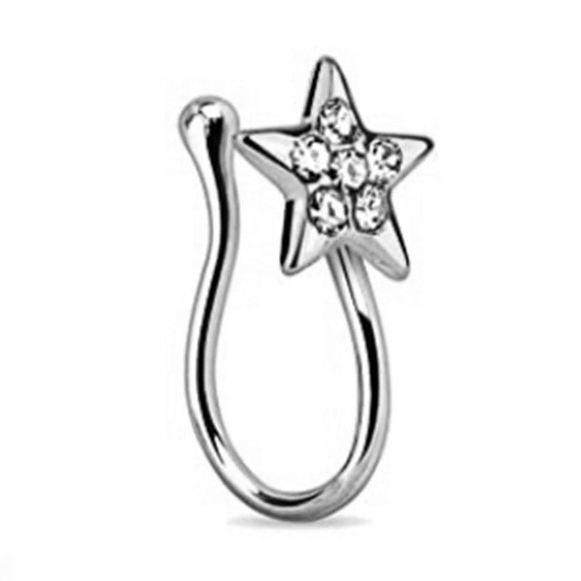Personalized U-shaped Fake Nose Ring Amazon Diamond Five-pointed Star Nose Stud European And American Non-piercing Nasal Spli