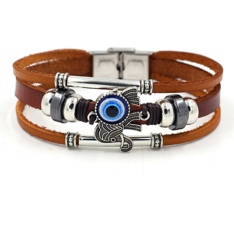 Stainless steel buckle leather bracelet 895124129073