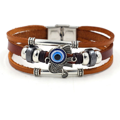 Stainless steel buckle leather bracelet 895124129073
