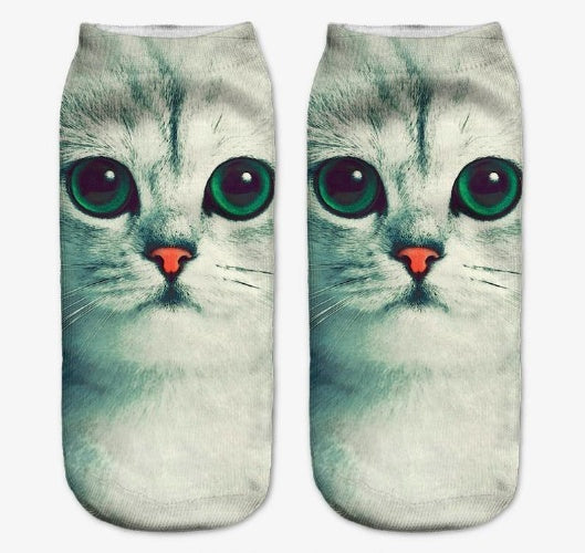 Popular Funny Unisex Short Socks 3D Cat Printed Anklet Socks Casual Socks 8968895313219