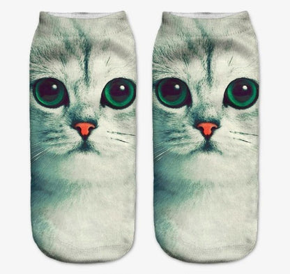 Popular Funny Unisex Short Socks 3D Cat Printed Anklet Socks Casual Socks 8968895313219