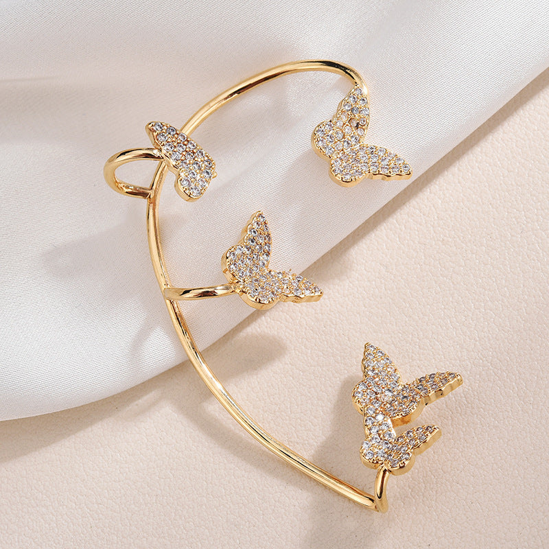 Fashion Gold Metal Butterfly Ear Clips Sparkling Zircon Without Piercing Ear Cuff Clip Earrings For Women Jewelry Gift 897421