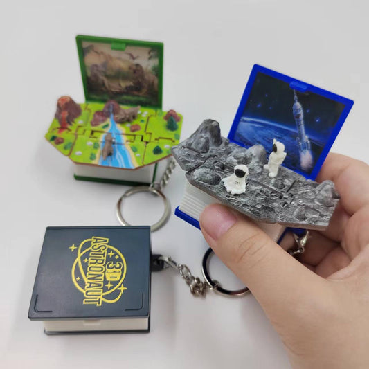 3D Dinosaur Pop-up Book Keychain Children Creative Decompression Toy - HD Wireless Product #1