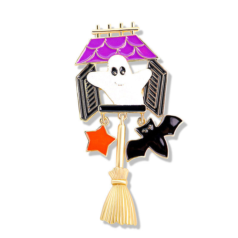 Halloween Brat Broom Pumpkin Head Cartoon Brooch 89c2231b 60cf 47a7 93df 1b99224e3eb3