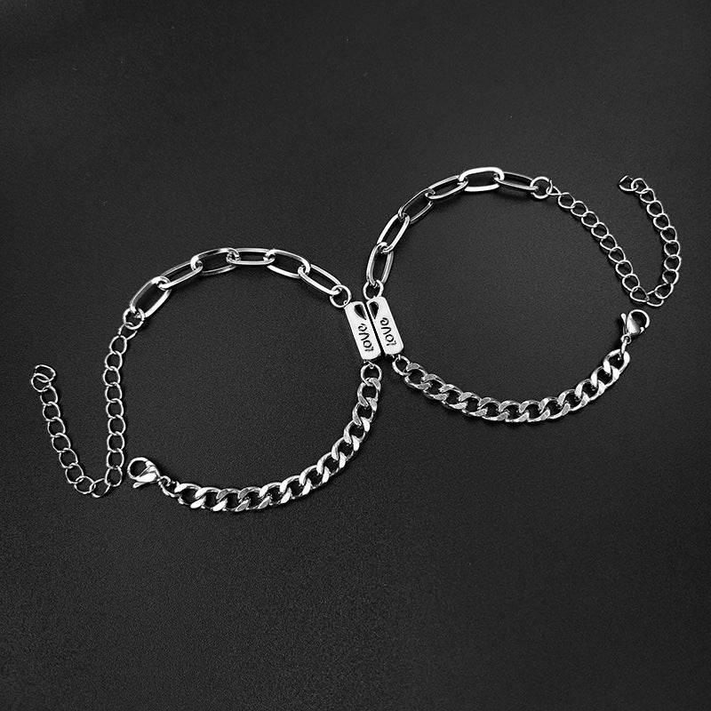 Simple Stainless Steel Sun Moon Love Couple Bracelet 89ec9358 6cdb 42e6 a1cd ad6eafd560ff