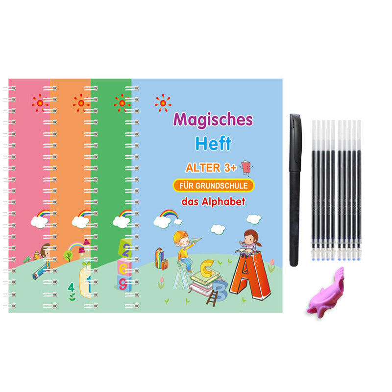 Children's Groove English Calligraphy Practice Board French German Painting Magic English Stickers Copy Control Pen Training Book - 图片 7