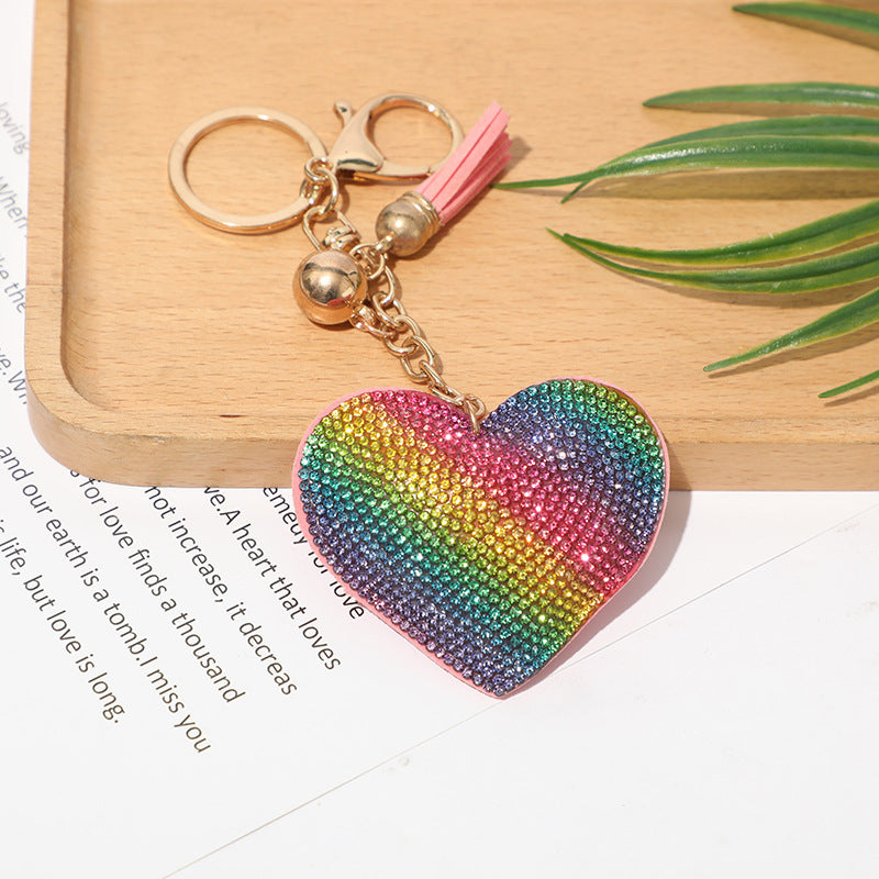 Peach Heart Hot Rhinestone Leather Advertising Keychain 8a0670a6 8903 4aa8 bd0b 84dcb46086d5