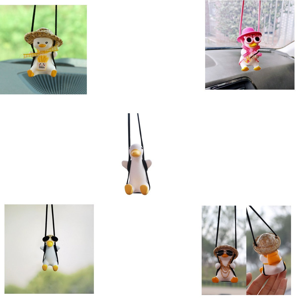 Car Pendant Cute Anime Little Duck Swing Auto Rearview Mirror Hanging Ornaments Interior Decoraction Accessories For Girls Gi
