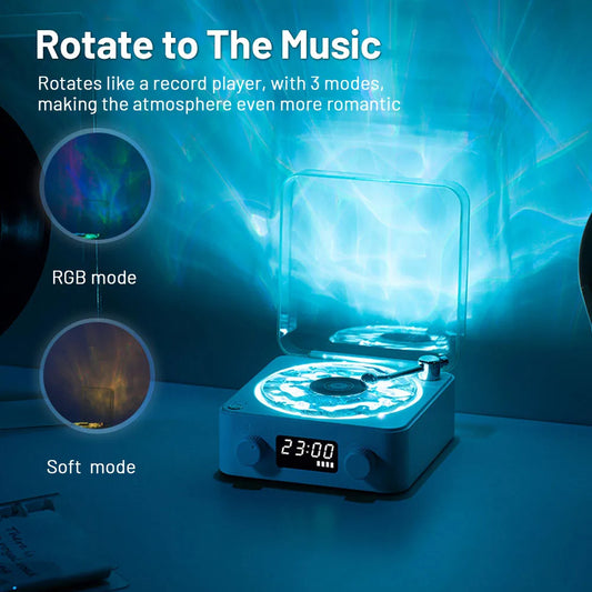 Retro Turntable Speaker Wireless Bluetooth-compatible 5.0 Vinyl Record Player Stereo Sound With White Noise RGB Projection La