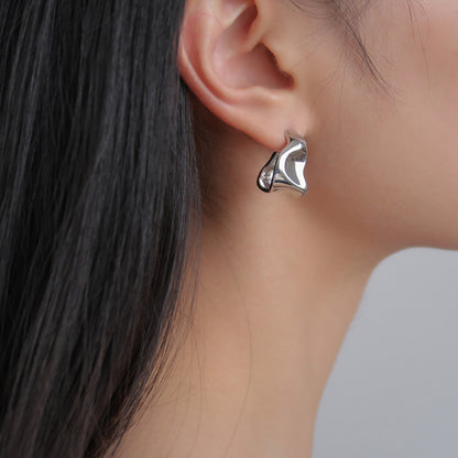 925 Silver Needle New Simple And Irregular C- Shaped Stud Earrings - HD Wireless Product #2