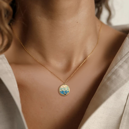 Fashionable Wave Sea Pendant Simple Trendy Stainless Steel Necklace 8a55d1ae 6611 4d68 a5fc ef9386d4ff30