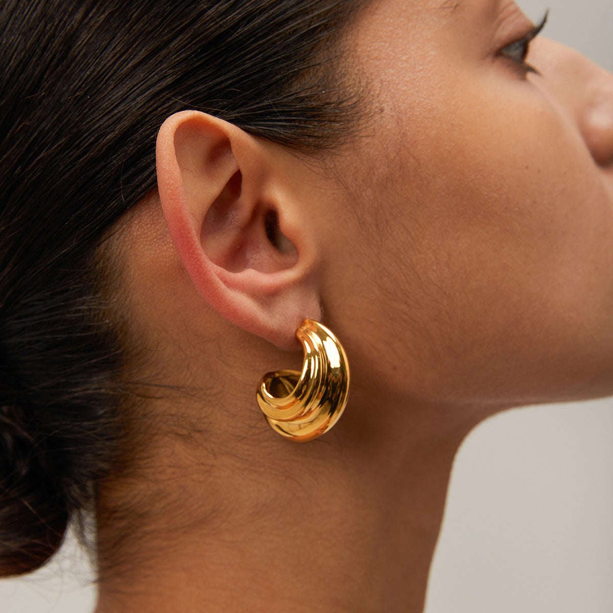 Minimalist Geometric Series 18K Gold Stainless Steel C- Shaped Earrings 8a793890 0977 4805 baa4 daedbf78df56