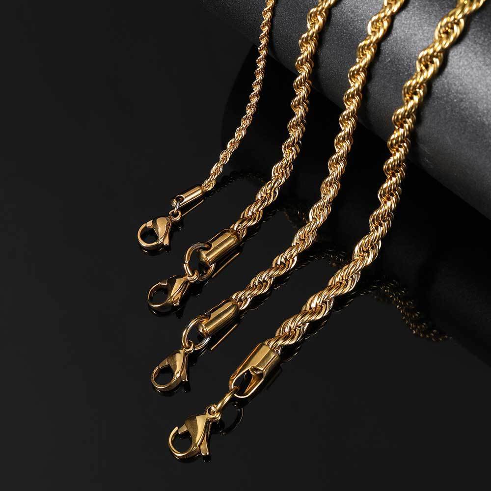 Fashion 18K Gold Button Chain Stainless Steel Twist Bracelet For Men 8ab1b65d 23f2 4e56 843b 9aece76e796f