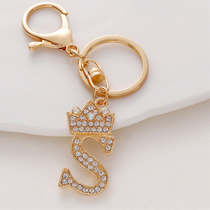 Metal Diamond-encrusted 26 English Crown Alphabet Keychain 8abc4442 3f1b 49d1 83ee e9cbad9832f1