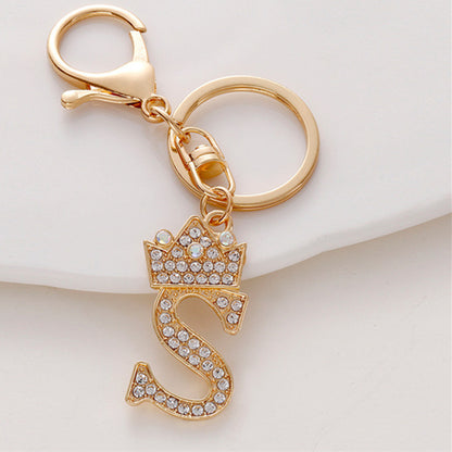 Metal Diamond-encrusted 26 English Crown Alphabet Keychain 8abc4442 3f1b 49d1 83ee e9cbad9832f1