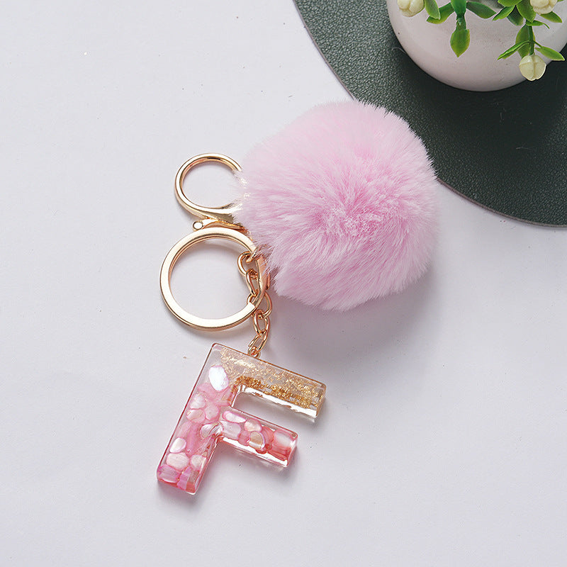 Hair Ball Pendant 26 English Letters Epoxy Keychain 8ae80de6 b670 42ea b1a6 f77f4fdfe8db