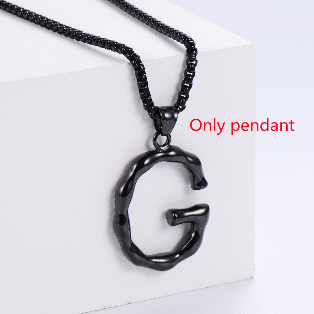 Three-dimensional 26 English Letter Pendant Necklace Fashion Jewelry Titanium Steel Couple Ornament 8b017f1d c42d 4656 a1d1 b