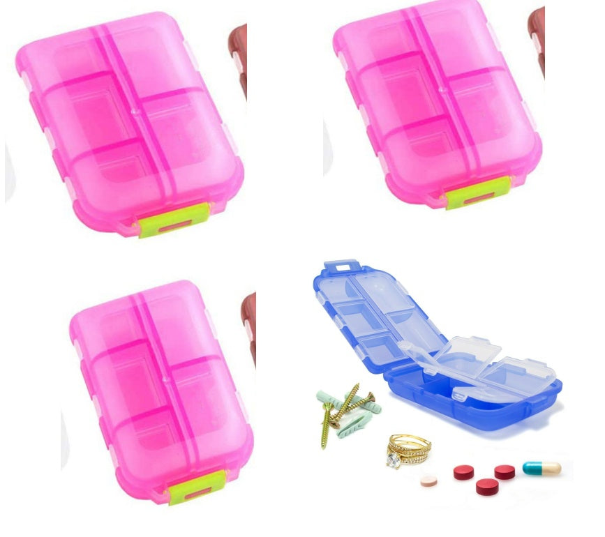 Travel Pill Organizer 10 Grid  Moisture Proof Pills Box For Pocket Purse Daily Pill Case Portable Medicine Vitamin Holder Con