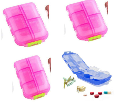 Travel Pill Organizer 10 Grid  Moisture Proof Pills Box For Pocket Purse Daily Pill Case Portable Medicine Vitamin Holder Con