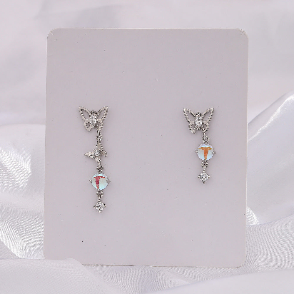 Moonstone Butterfly Earrings Long Light Luxury Asymmetric 8b1fb25e 38a6 4b03 8642 75bc8b705f65