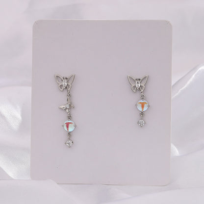 Moonstone Butterfly Earrings Long Light Luxury Asymmetric 8b1fb25e 38a6 4b03 8642 75bc8b705f65