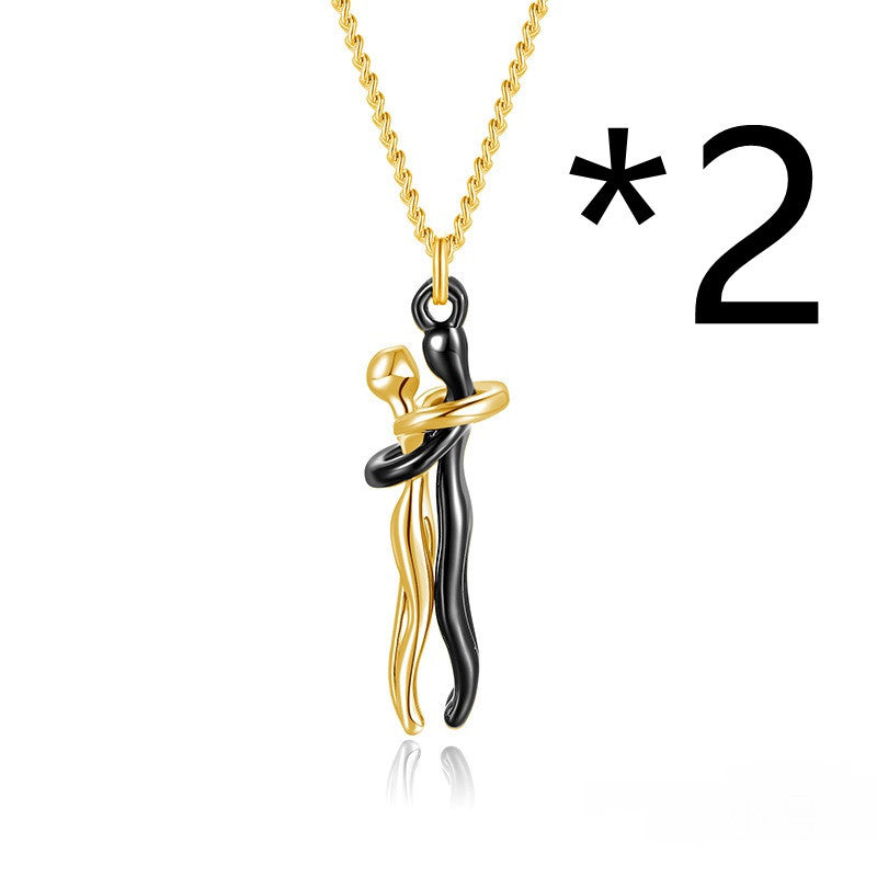 Hot Sale Affectionate Hug Necklace Couples Anniversary Valentine's Day  Gift Fashion Punk Street Style Pendant Necklace 8b36d