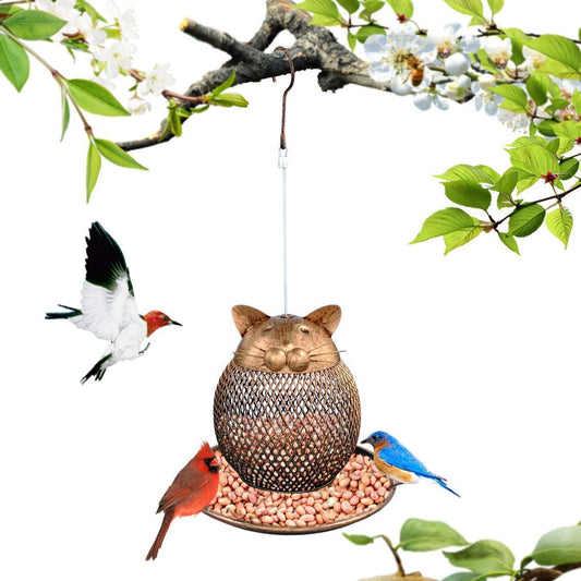 Cat Shaped Bird Feeder Cat Shaped Vintage Handmade Outdoor Decor Villa Garden Decoration Hanging Bird Outdoor Feeder 8b543207