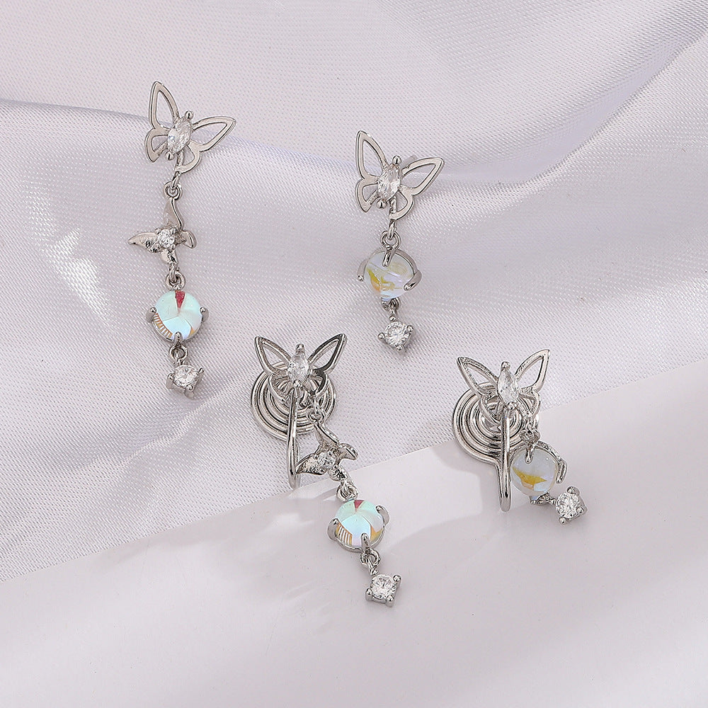 Moonstone Butterfly Earrings Long Light Luxury Asymmetric 8b5aa5da c097 4eba 839d e528d73664c1