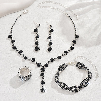 Fashion Crystal Necklace Ear Stud Bracelet Jewelry Accessories