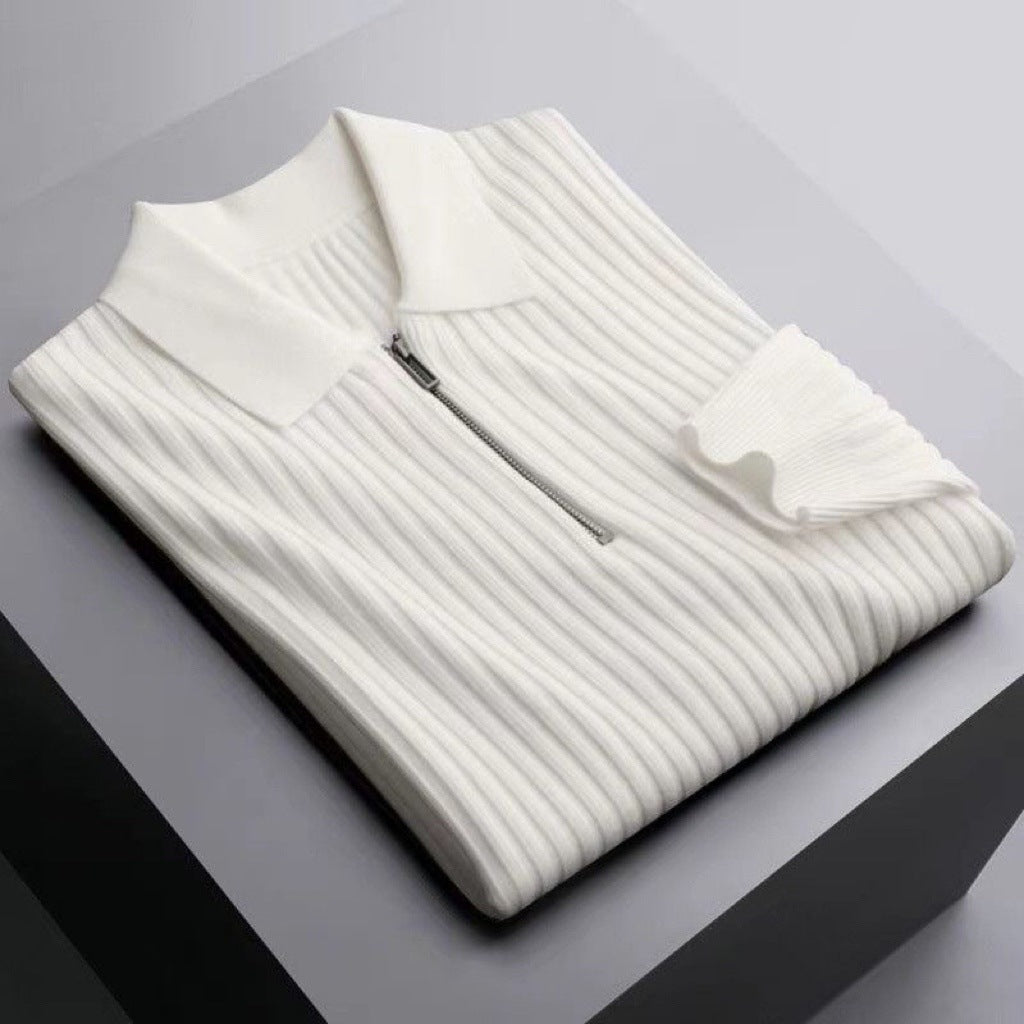 Lapel Knitted Polo Shirt Warm Bedford Cord Sweater Men's Half Zipper Knitted Top 8b82de84 c730 428b 8675 a5c7dc1752a3