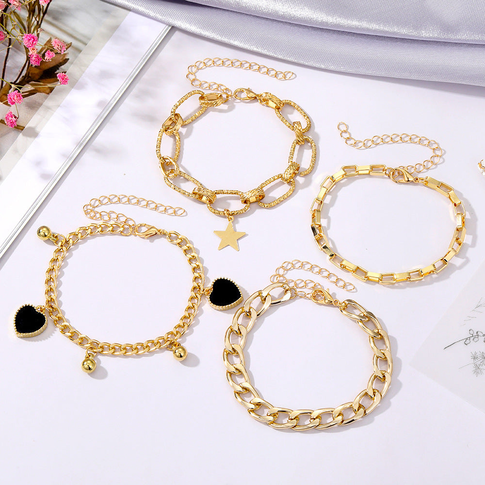Black Peach Heart Bracelet Retro Simple Multi-layer 8b98b0a1 ef38 401a a29a 7b73ba805de3