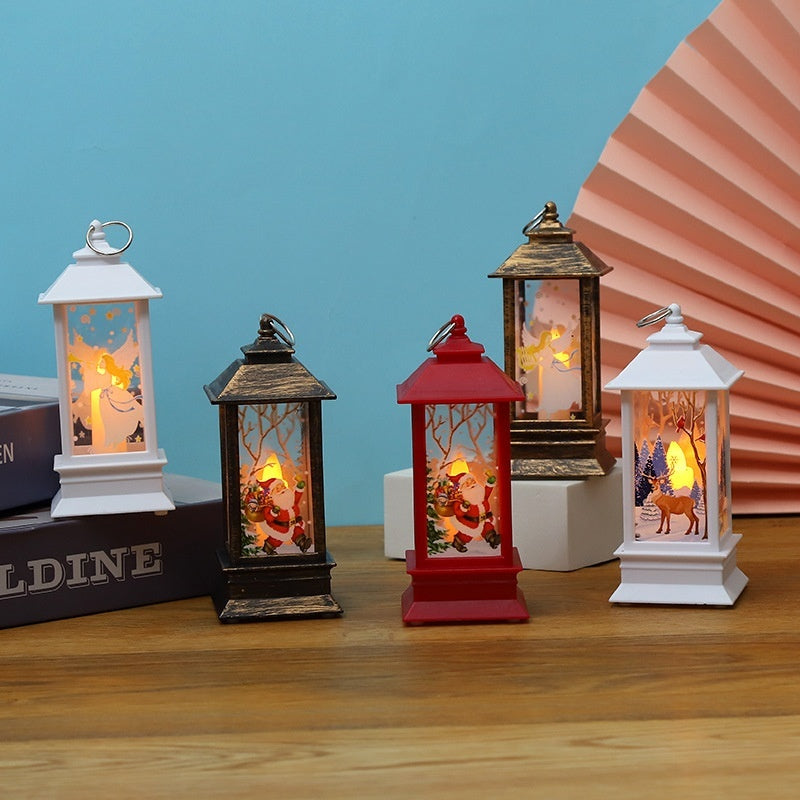 Christmas Portable Oil Lamp Santa Claus LED Night Lights Battery Powered Indoor Outdoor Hanging Lanterns Festive Party Decora