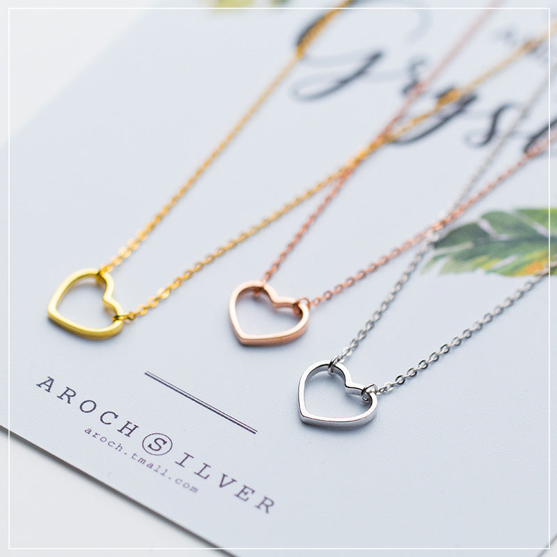 S925 Silver Women's Fashion Sweet Simple Hollow Heart Necklace 8bd75689 52d1 45f3 aa1e 6f6d5aeb2d96