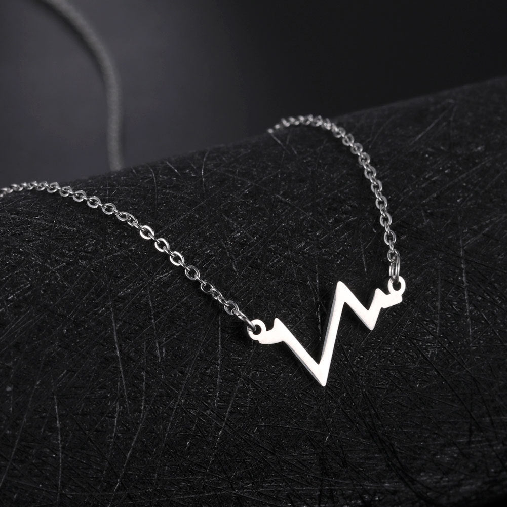 Women's Simple Versatile Stainless Steel ECG Pendant Necklace 8c02207e 39e1 4144 b43d 6dfcd809c729