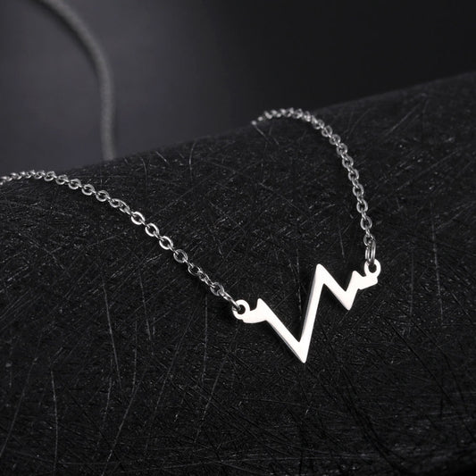 Women's Simple Versatile Stainless Steel ECG Pendant Necklace 8c02207e 39e1 4144 b43d 6dfcd809c729