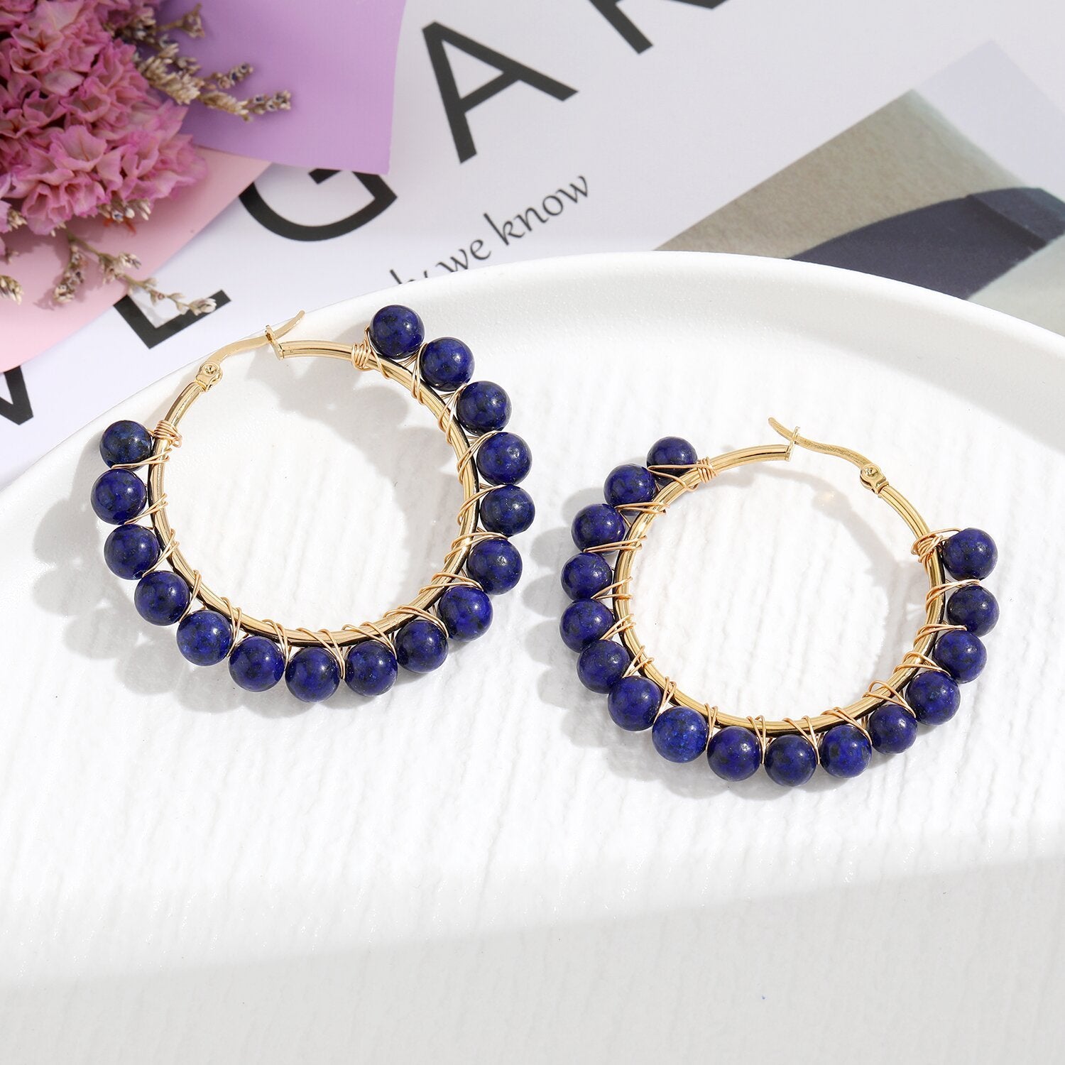 Natural Stone Stainless Steel Winding Earrings 8c1472f8 15ab 4953 b555 92cf1649962e