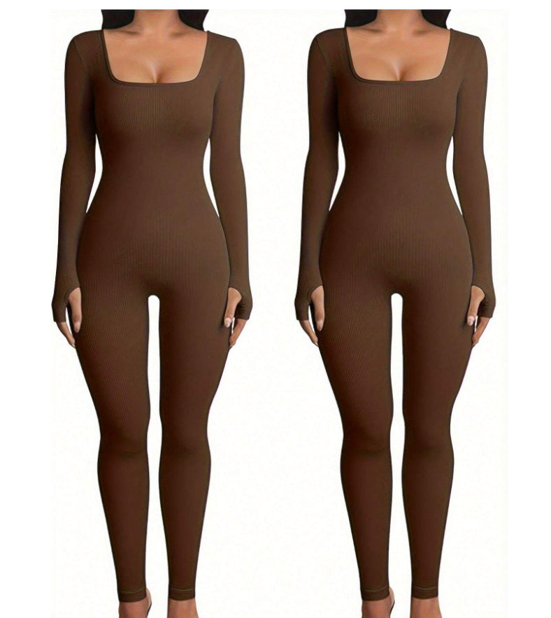 Women's Yoga Sports Fitness Jumpsuit Workout Long Sleeve Square Collar Clothing 8c158ee1 cbbf 4bc3 a406 8b8c5d41dcb1
