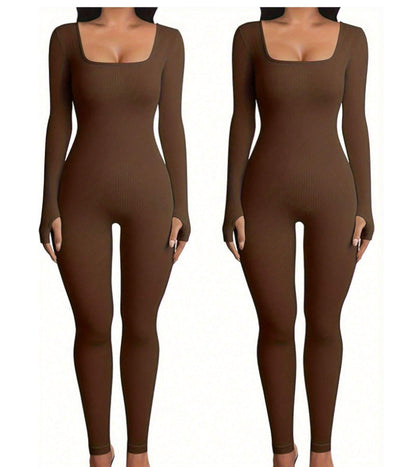 Women's Yoga Sports Fitness Jumpsuit Workout Long Sleeve Square Collar Clothing 8c158ee1 cbbf 4bc3 a406 8b8c5d41dcb1