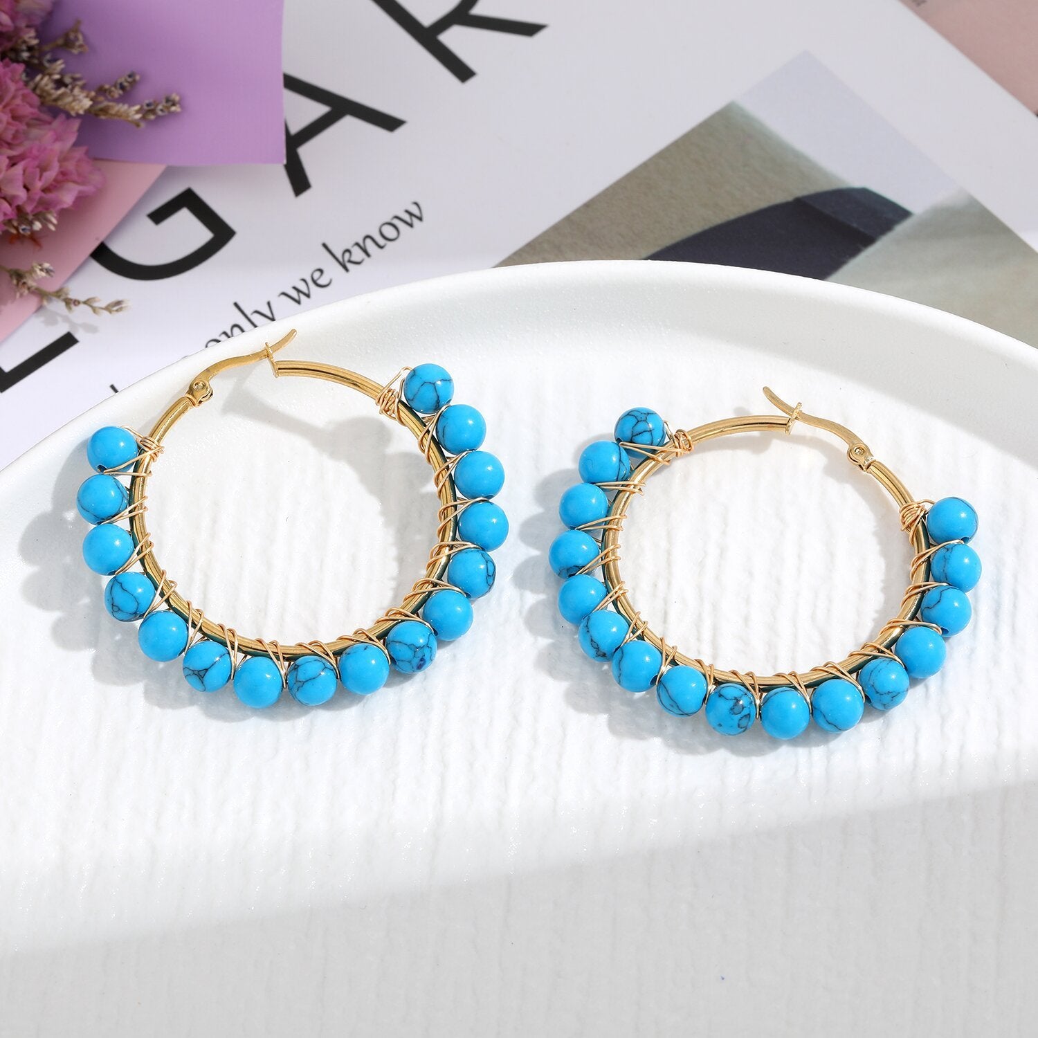 Natural Stone Stainless Steel Winding Earrings 8c59aa83 87df 448d 852d 3f0968e49228