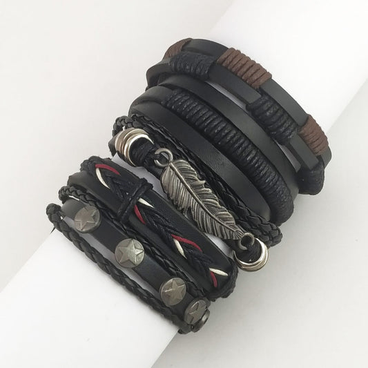 Multi Layer Leaf Feather Pu Leather Hand Fashion Bracelet 8c5ae74b b137 407d 8987 f9bcb9c9bb76