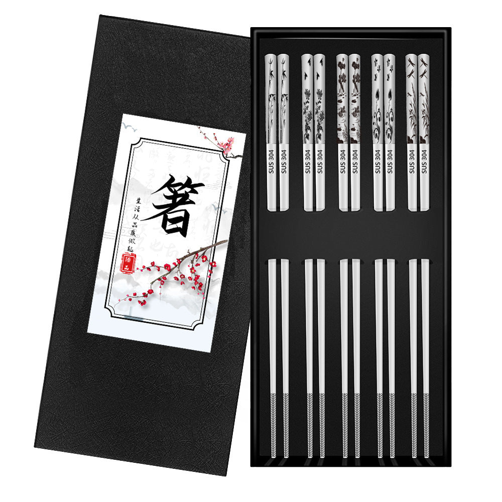 304 Stainless Steel Chopsticks Sets Square Non-slip Household Chopsticks - HD Wireless Product #6