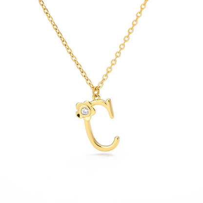 Rose English Alphabet Pendant Necklace 8c7760d6 758e 42e5 b117 7fa81d6fa906