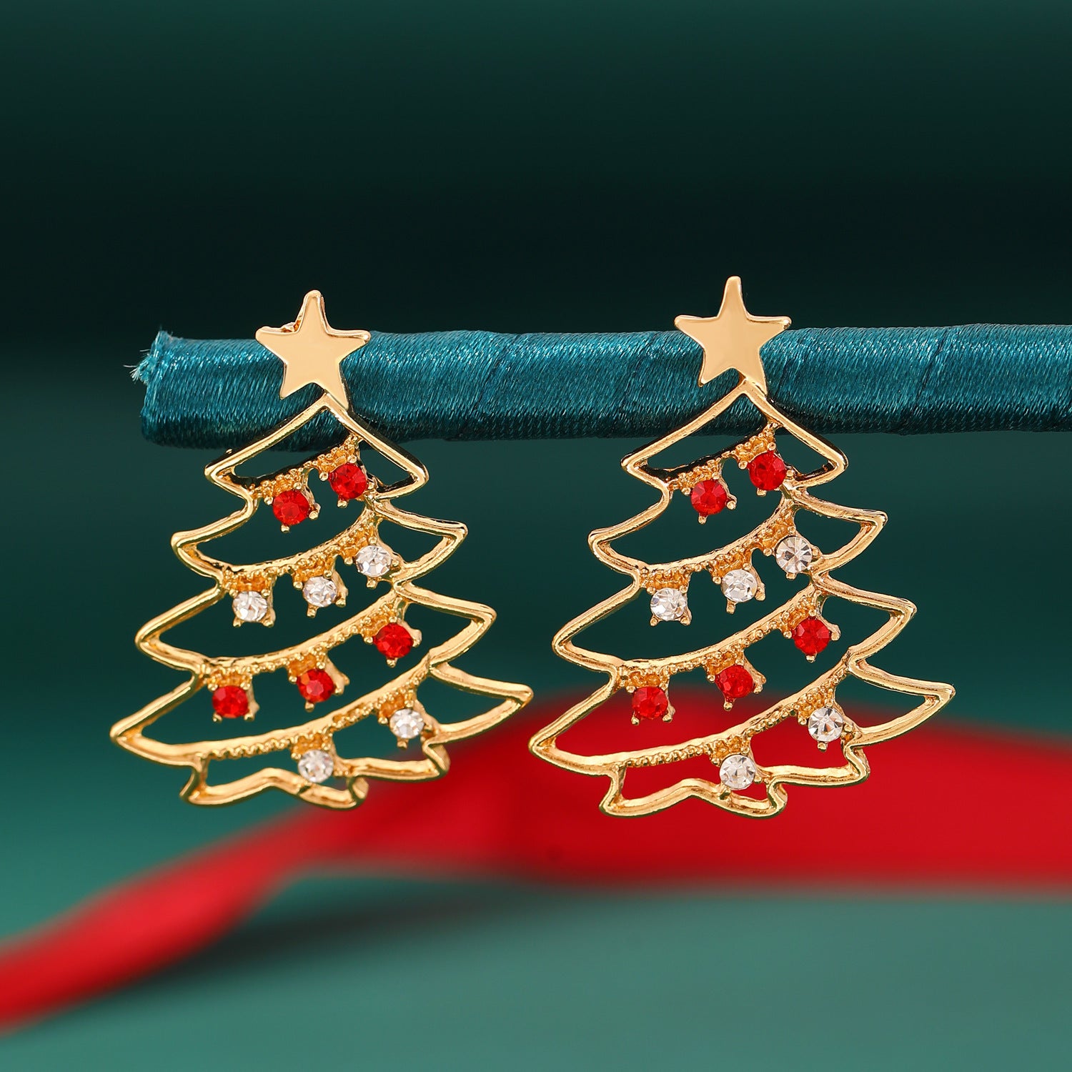 Christmas Earrings With Christmas Tree Colorful Zircon Christmas Tree Earrings  For Women Personality Earrings Party Jewelry 