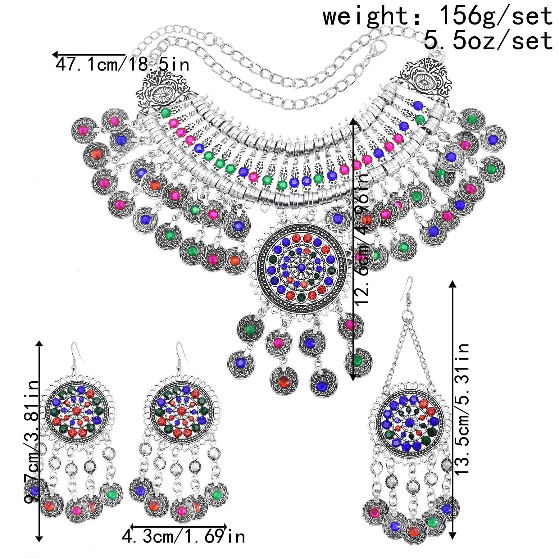 Boho Vintage Necklace Earrings Tiara Set 8cbb2399 b5dc 439a be87 96d333a9b84a