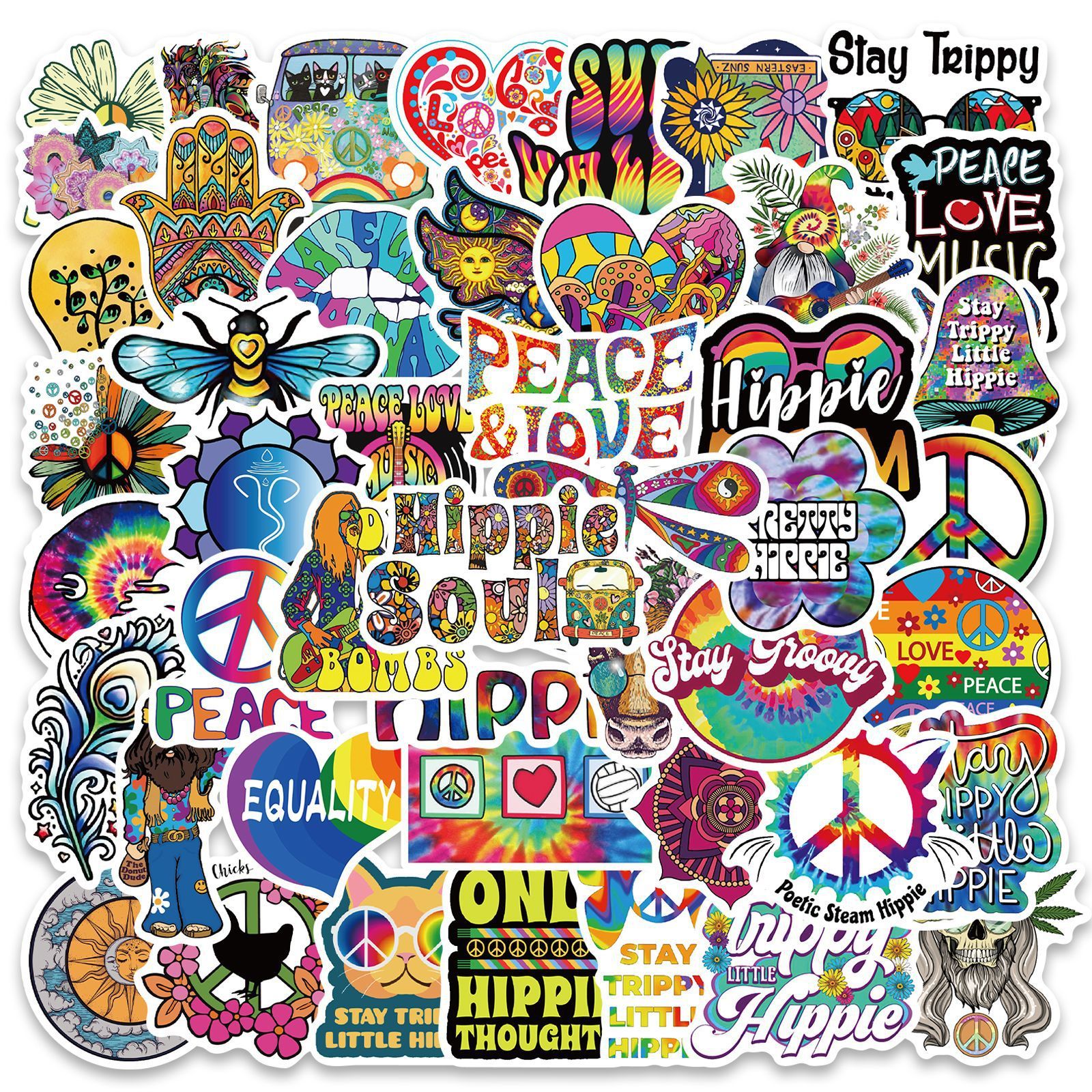 50 Cartoon Hippie Hippie Stickers Personalized Decoration Line - HD Wireless Product #3