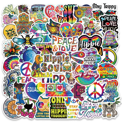 50 Cartoon Hippie Hippie Stickers Personalized Decoration Line - HD Wireless Product #3
